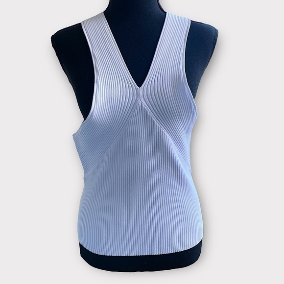 TOPSHOP White Ribbed Knit Tank Top Wide Straps Women’s Size Large NWT - Picture 1 of 7